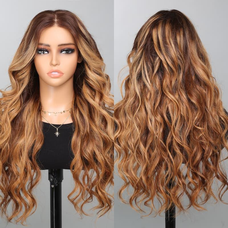 13x4 Honey Blonde Highlight Glusless Wig